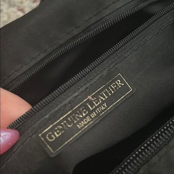 Genuine Leather Floral Embossed Slouchy Handbag Crossbody Black - Picture 6 of 8